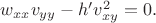 $w_{xx}v_{yy}-h'v_{xy}^2=0.$