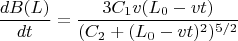$$\frac{dB(L)}{dt}=\frac{3C_1v(L_0-vt)}{(C_2+(L_0-vt)^2)^{5/2}}$$