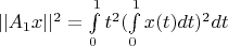 $||A_1x||^2=\int\limits_{0}^{1}t^2(\int\limits_{0}^{1}x(t)dt)^2dt$