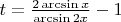 $\[t = \frac{{2\arcsin x}}
{{\arcsin 2x}} - 1\]
$
