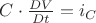 $C \cdot \frac{DV}{Dt}=i_{C}$