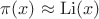 $\pi(x)\approx\operatorname{Li}(x)$
