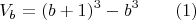 $$V_b=(b+1)^3-b^3\qquad \e(1)$$