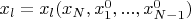 $x_l=x_l(x_N,x_1^0,...,x_{N-1}^0)$