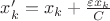 $x'_k=x_k+\frac{\varepsilon x_k}{C} $