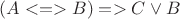 $(A<=>B)=>&C\vee&B$
