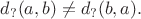 $d_?(a,b)\ne d_?(b,a).$