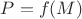 $P=f(M)$
