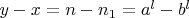 $y-x=n-n_1=a^l-b^l$
