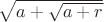 $\sqrt{a+\sqrt{a+r}}$