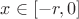 $x\in[-r,0]$
