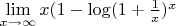 $\lim\limits_{x\to \infty}x(1-\log(1+\frac{1\x}{x})^x