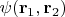 $\psi(\mathbf r_1, \mathbf r_2)$