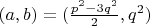 $(a,b)=(\frac{p^2 - 3q^2}{2},q^2)$
