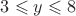 $3\leqslant{y}\leqslant8$