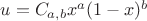 $u=C_{a,b}x^a(1-x)^b$
