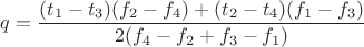 $$q = \frac{(t_1-t_3)(f_2-f_4) + (t_2-t_4)(f_1-f_3)}{2(f_4-f_2+f_3-f_1)}$$ $$q = \frac{(t_1-t_3)(f_2-f_4) + (t_2-t_4)(f_1-f_3)}{2(f_4-f_2+f_3-f_1)}$$