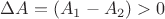 $\Delta A=(A_1 - A_2)>0$
