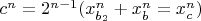 $c^n=2^{n-1}(x_{b_2}^n+x_{b}^n=x_c^n)$