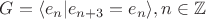 $G=\langle e_n|e_{n+3}=e_n\rangle, n\in\mathbb{Z}$