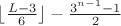 $\lfloor\frac{L-3}6\rfloor-\frac{3^{n-1}-1}2$