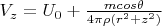 $V_z=U_0+\frac{m cos\theta}{4\pi \rho (r^2+z^2)}$