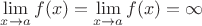 $\lim\limits_{x\to a}f(x)= \lim\limits_{x\to a}f(x)=\infty$