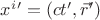$x^{i}'=(ct', \vec{r}')$