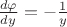 $\frac {d\varphi} {dy}=-\frac 1 y$