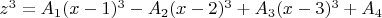 $z^3=A_1(x-1)^3-A_2(x-2)^3+A_3(x-3)^3+A_4$