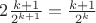 $2\frac{k+1}{2^{k+1}}=\frac{k+1}{2^k}$