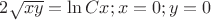 $\[2\sqrt {xy}  = \ln Cx;x = 0;y = 0\]$