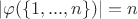 $|\varphi( \{1, ..., n \} )| = n$