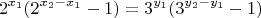 $$2^{x_1}(2^{x_2-x_1}-1) = 3^{y_1}(3^{y_2-y_1}-1)$$