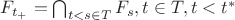 $F_{t_+} = \bigcap_{t<s \in T} F_s, t \in T, t<t^*$ $F_{t_+} = \bigcap_{t<s \in T} F_s, t \in T, t<t^*$