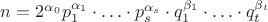 $n=2^{\alpha_0}p_1^{\alpha_1}\cdot\ldots\cdot p_s^{\alpha_s}\cdot q_1^{\beta_1}\cdot\ldots\cdot q_t^{\beta_t}$