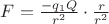 $F = \frac{-q_1Q}{r^2} \cdot\frac{r}{r^2}$