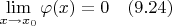 $\lim\limits_{x\to x_0}\varphi(x)=0\quad(9.24)$