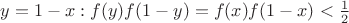 $y=1-x: f(y)f(1-y)=f(x)f(1-x)<\frac 12$