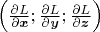 $\left ( \frac{\partial L}{\partial \boldsymbol{x}} ;\frac{\partial L}{\partial \boldsymbol{y}};\frac{\partial L}{\partial \boldsymbol{z}} \right )$
