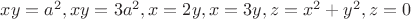 $xy=a^{2}, xy=3a^{2},x=2y, x=3y, z=x^{2}+y^{2},z=0$