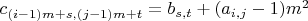 $c_{(i - 1)m + s, (j - 1)m + t} = b_{s,t} + (a_{i,j} - 1) m^2$