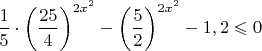 $\dfrac{1}{5}\cdot\left(\dfrac{25}{4}\right)^{2x^2}-\left(\dfrac{5}{2}\right)^{2x^2}-1,2\leqslant0$