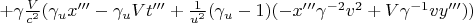 $ + \gamma \frac{V}{c^2} (\gamma_u x'''  - \gamma_u V t''' + \frac{1}{u^2}(\gamma_u  - 1)(-x'''\gamma^{-2}v^2 + V\gamma^{-1}vy''' ))$