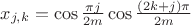 $x_{j,k}=\cos\frac{\pi j}{2m}\cos\frac{(2k+j)\pi}{2m}$