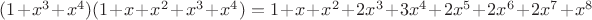 $(1 + x^3 + x^4) (1 + x + x^2 + x^3 + x^4) = 1 + x + x^2 + 2 x^3 + 3 x^4 + 2 x^5 + 2 x^6 + 2 x^7 + x^8$