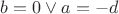 $b=0 \vee a=-d$