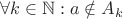 $$\forall k \in \mathbb N: a \notin A_k $$