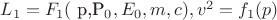 $ L_1=F_1($ p,P_0,E_0,m,c),v^2=f_1(p)$