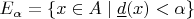 $E_\alpha=\{x\in A\mid \underline d(x)<\alpha\}$
